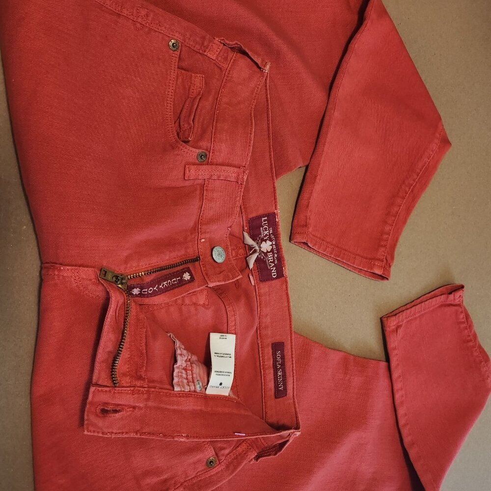 Lucky Brand Sofia Skinny Red Denim Jeans Women’s Size 10/30 Ankle Very Nice! - Picture 4 of 14